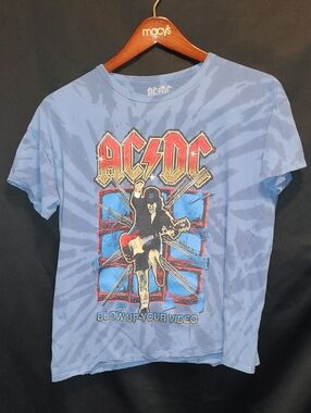 AC/DC Blue Tie-Dye Tee with Red & Black Graphic SIZE SMALL